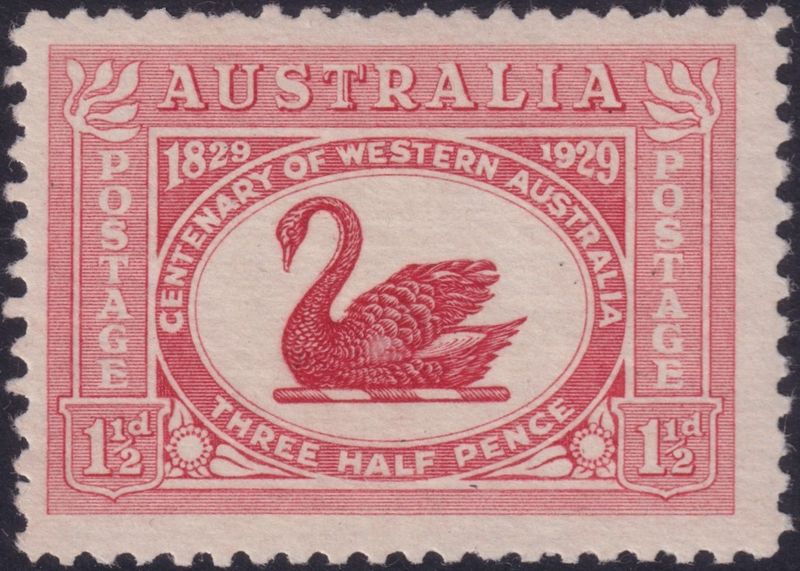 Australia 1929 1½d WA Centenary with Re-entry