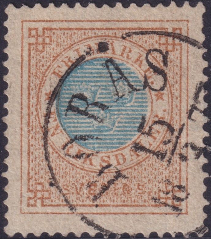 Sweden 1872 1r Blue and Bistre