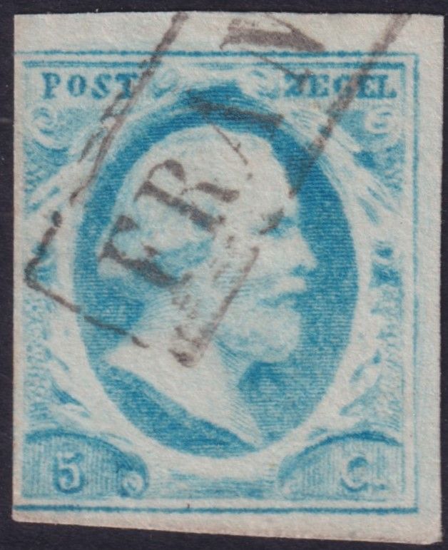 Netherlands 1852 5c Blue Imperf