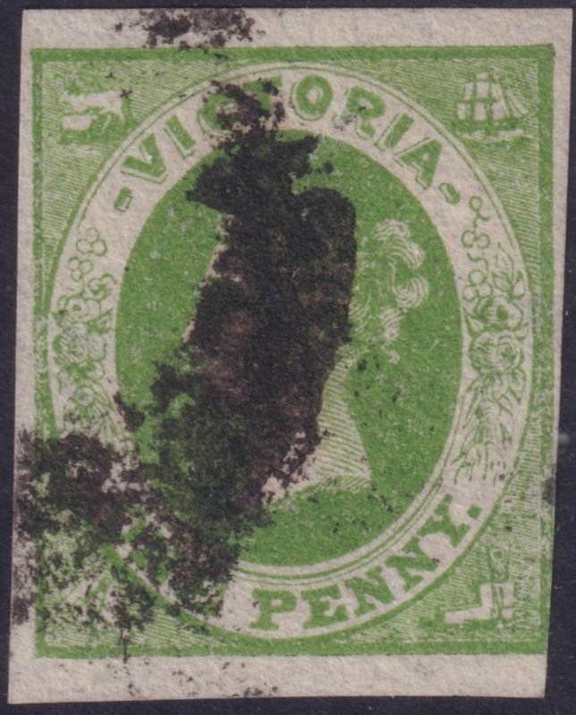 Victoria 1857 1d Yellow Green "Emblems"