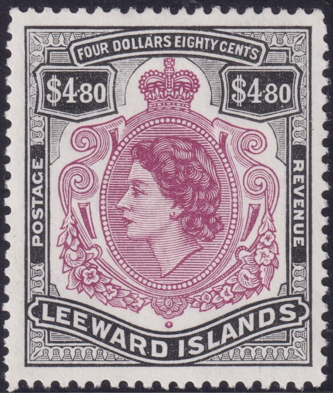 Leeward Islands 1954 $4.80 Brown-Purple and Black
