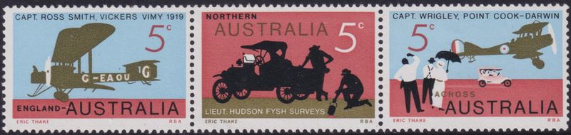 Australia 1969 50th Anniv of England-Australia Flight with Broken R Variety (A)