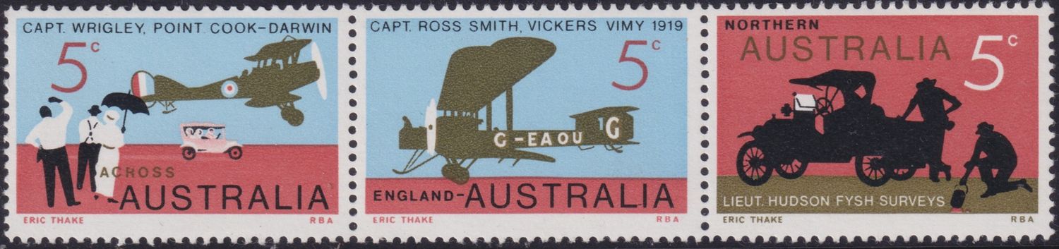 Australia 1969 50th Anniv of England-Australia Flight with Broken R Variety (B)