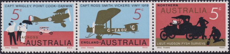 Australia 1969 50th Anniv of England-Australia Flight with Broken R Variety (B)