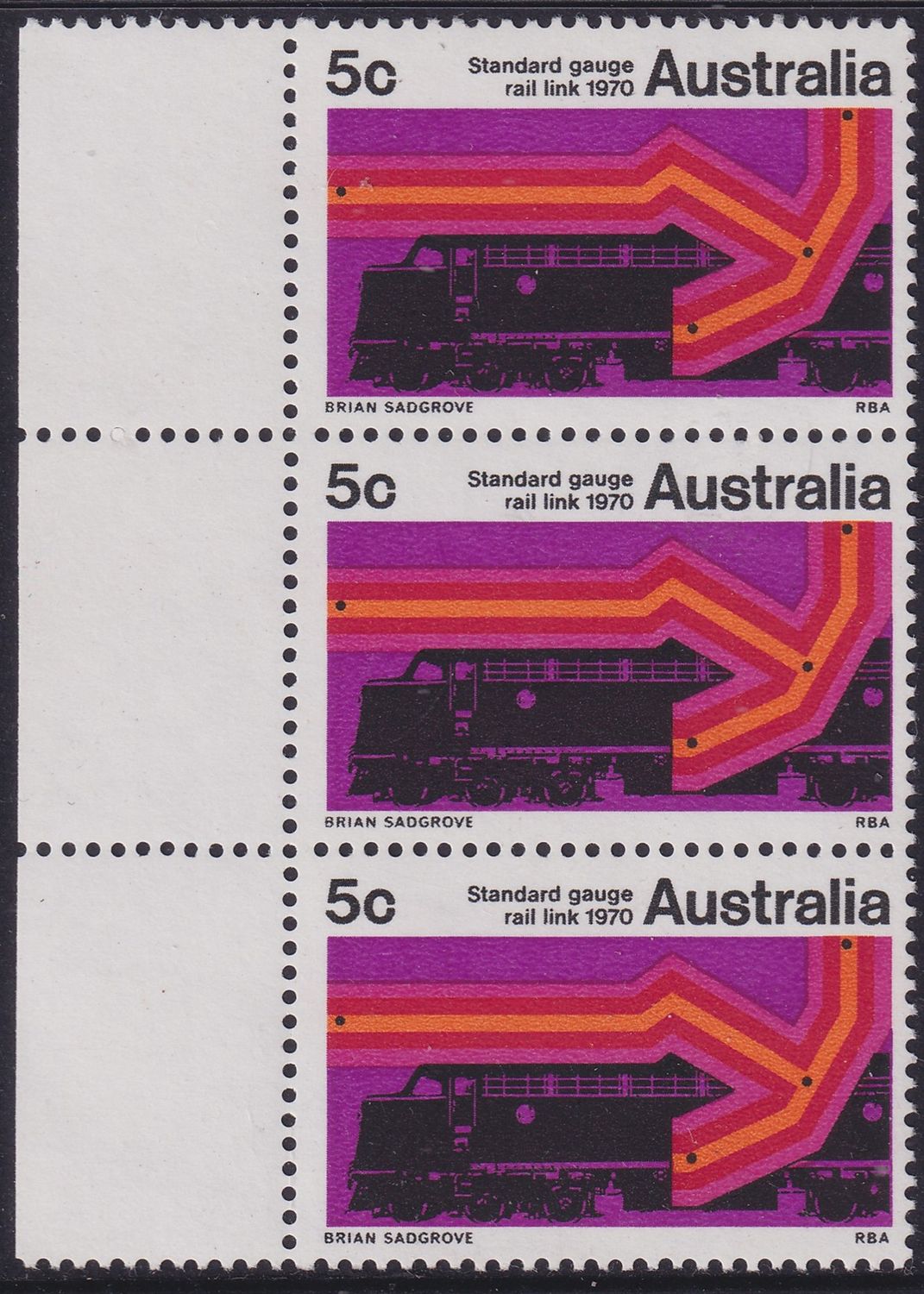 Australia 1970 5c Standard Gauge Railway with Hole in Rear Bogey