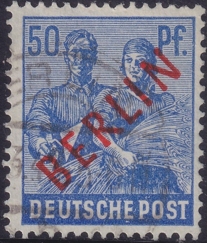 Berlin 1948 50pf Blue with Red Overprint