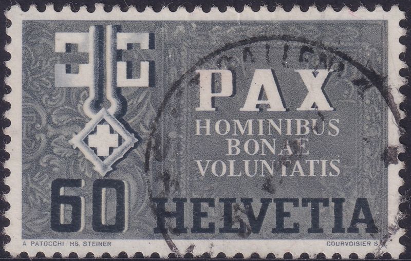 Switzerland 1945 60c Grey and Light Grey Peace Issue