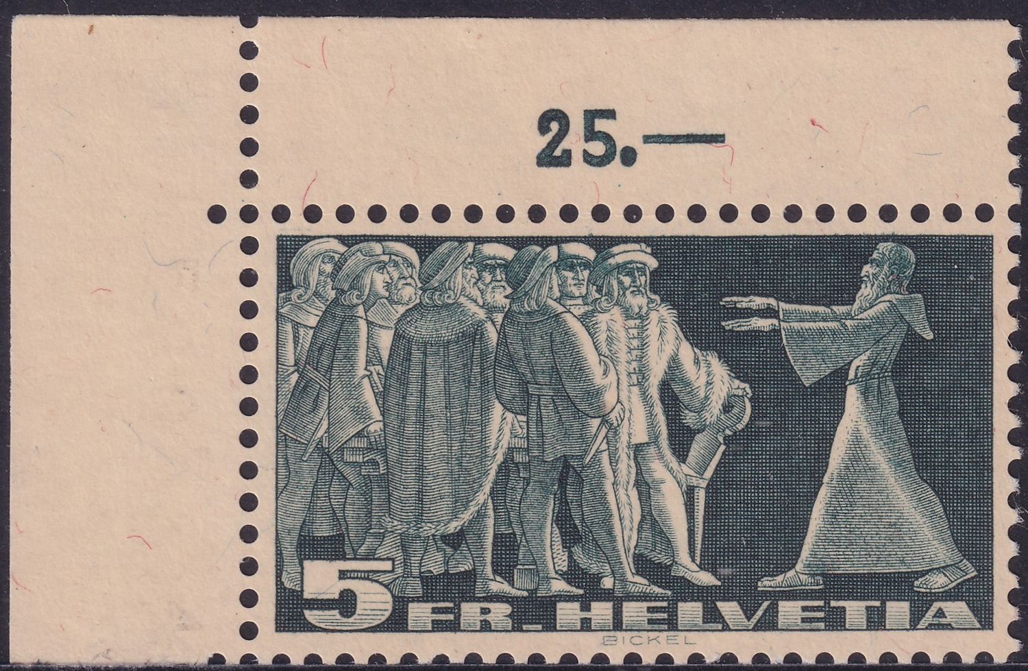 Switzerland 1938 5f Blue on Buff Assembly at Stans