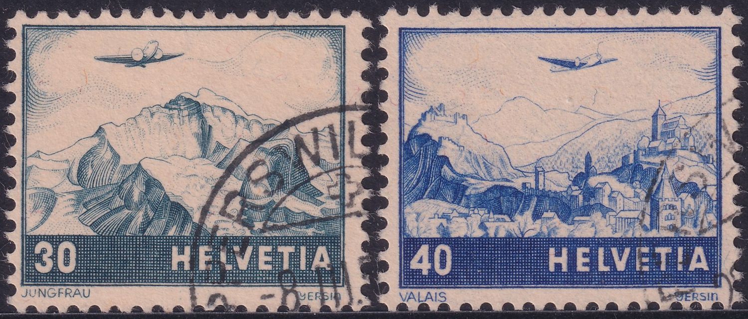 Switzerland 1948 30c and 40c Airmail New Colours