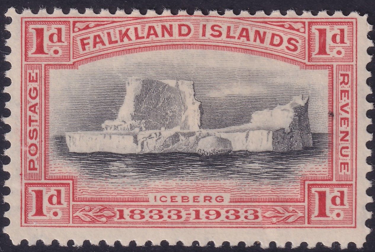 Falkland Islands 1933 1d Black and Scarlet Iceberg