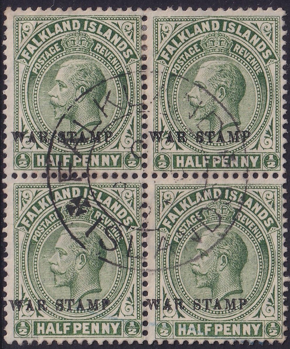Falkland Islands 1919 ½d Deep Olive War Stamp