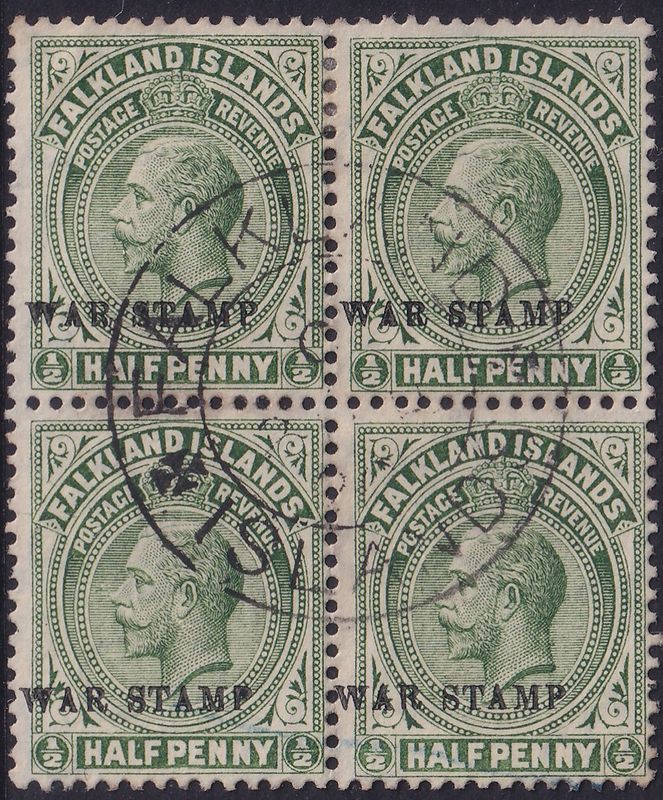 Falkland Islands 1919 ½d Deep Olive War Stamp