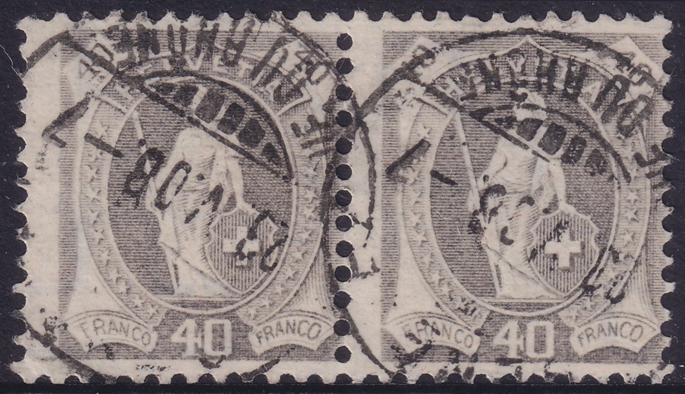 Switzerland 1882 40c Grey Standing Helvetia Pair