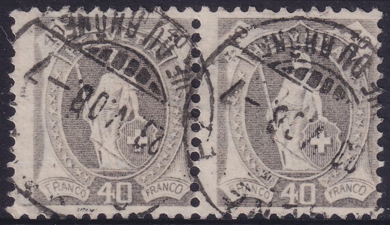 Switzerland 1882 40c Grey Standing Helvetia Pair