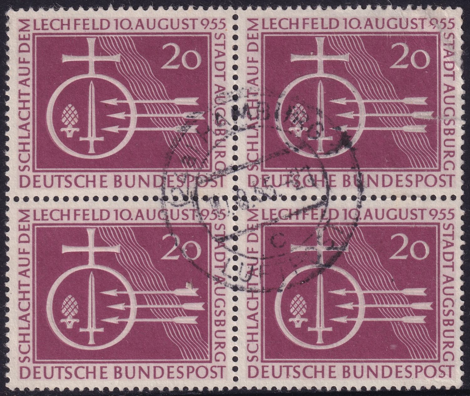 West Germany 1955 20pf Battle of Lechfeld