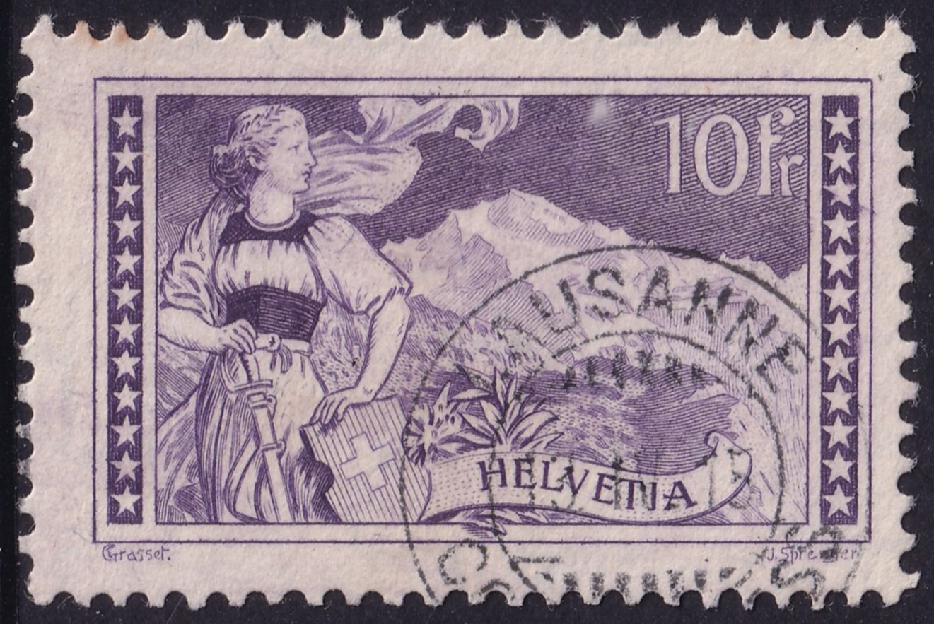 Switzerland 1914 10f Mauve Jungfrau