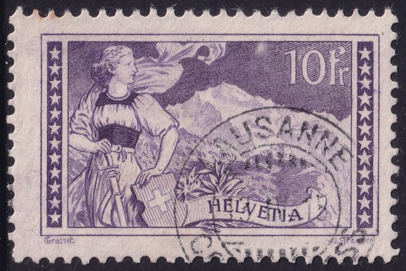 Switzerland 1914 10f Mauve Jungfrau