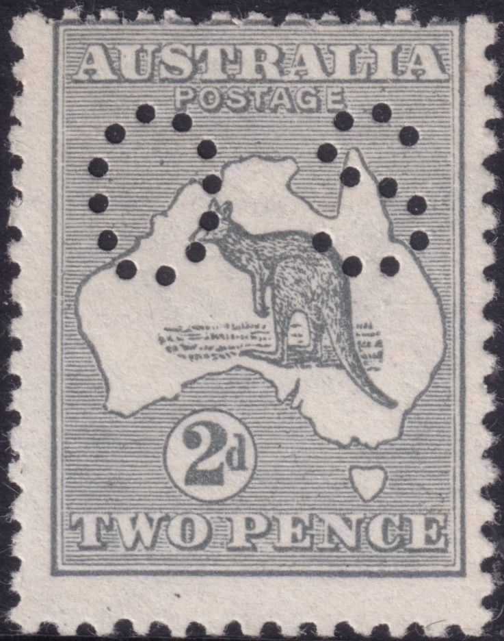 Australia 1914 2d Grey Die I Perf OS