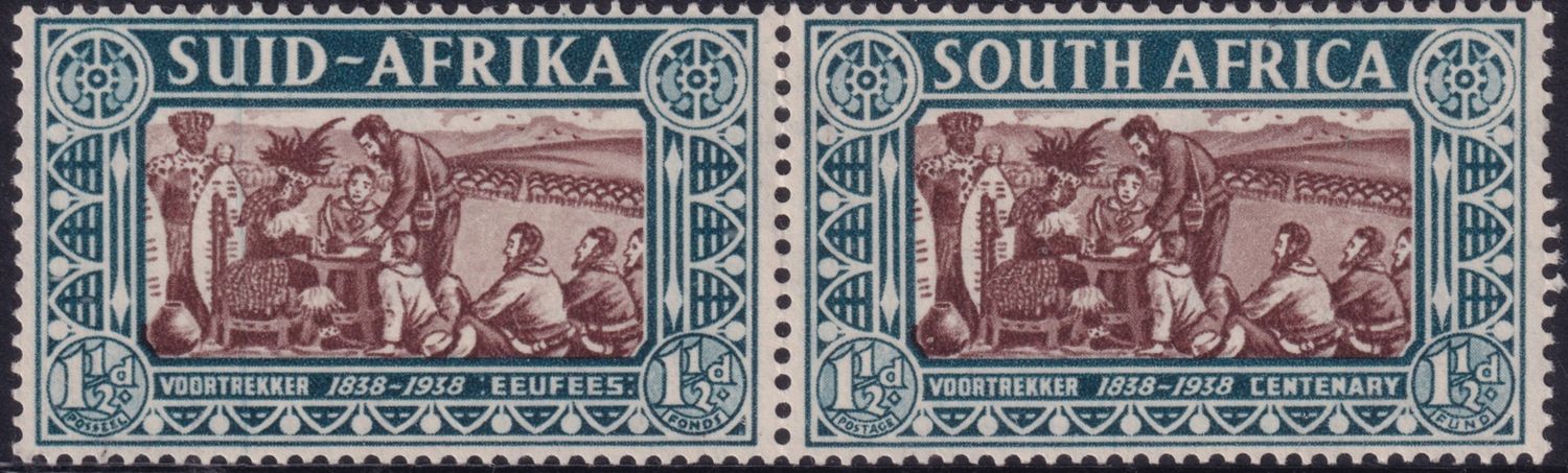 South Africa 1938 1½d Voortrekker Centenary Pair