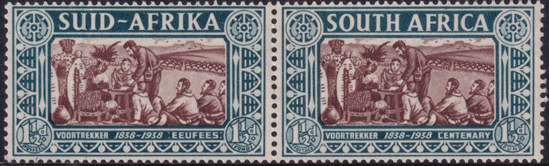 South Africa 1938 1½d Voortrekker Centenary Pair