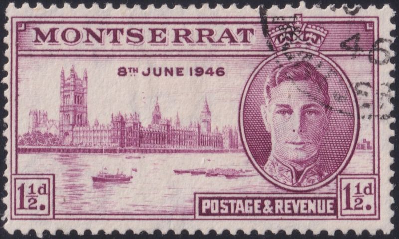Montserrat 1946 1½d Victory with Flying Geese Flaw