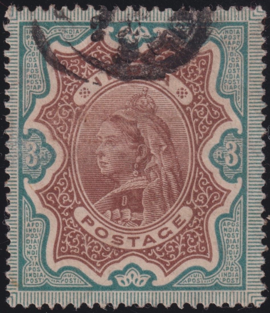 India 1895 3r Brown and Green