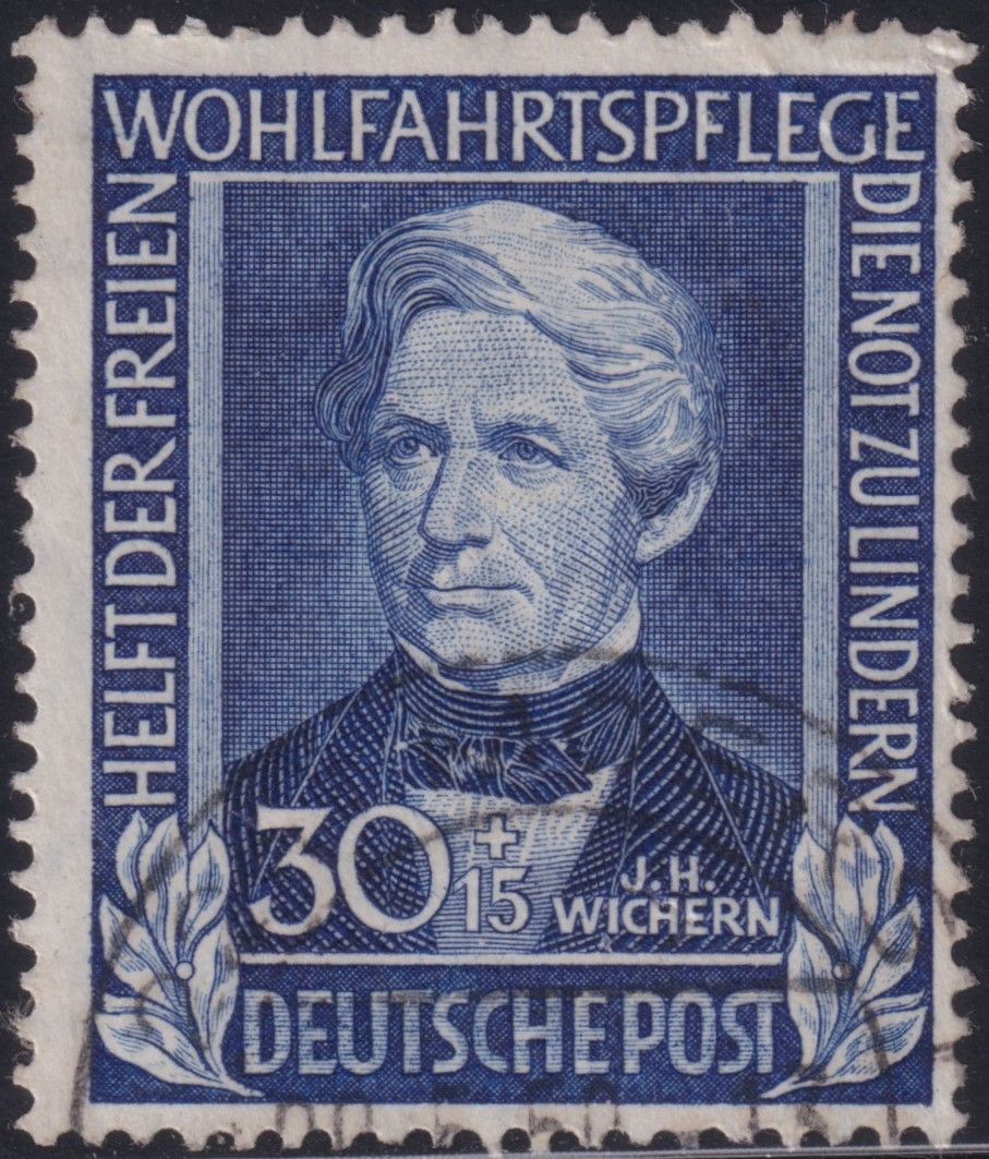 West Germany 1949 30pf+15pf Blue Refugees Relief Fund