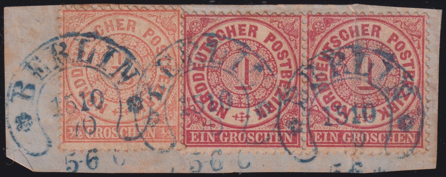 North German Confederation 1870 Piece with Berlin Horseshoe Cancels in Blue