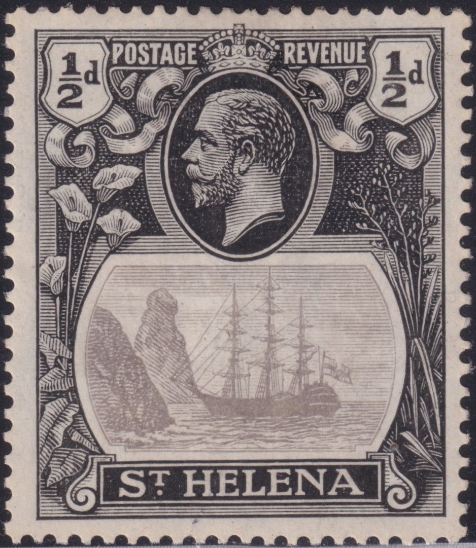St Helena 1923 ½d Grey and Black with Torn Flag Variety