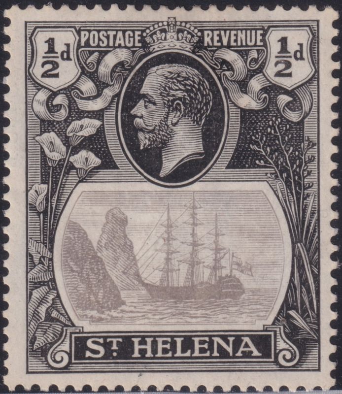 St Helena 1923 ½d Grey and Black with Torn Flag Variety