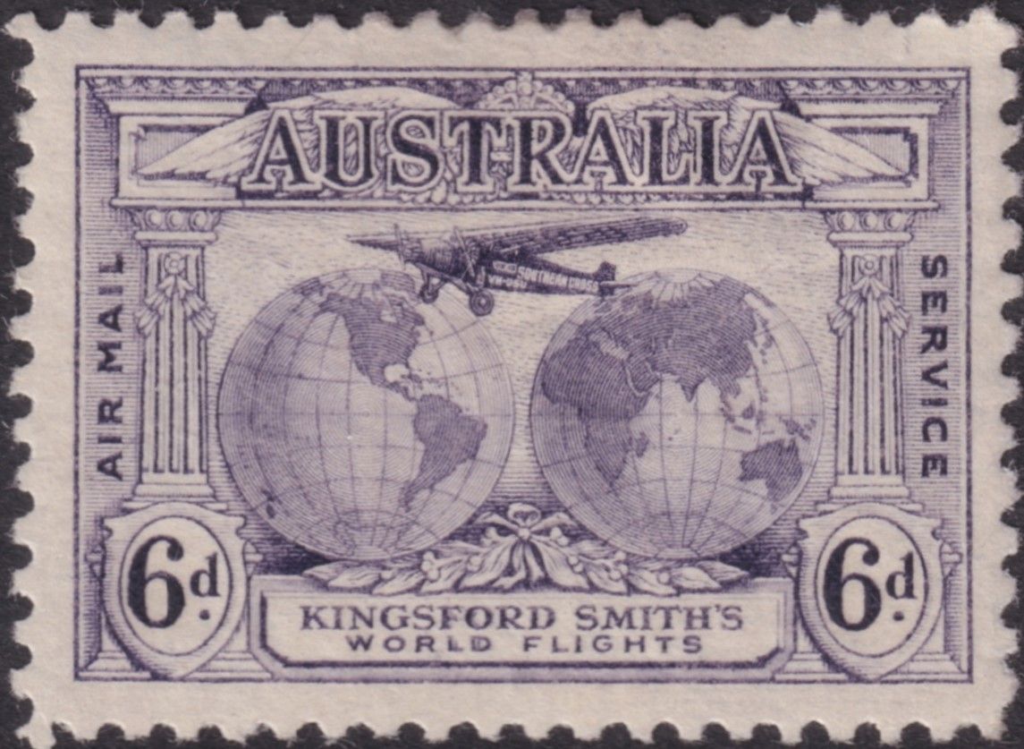 Australia 1931 Kingsford Smith 6d Violet CTO with Re-entry