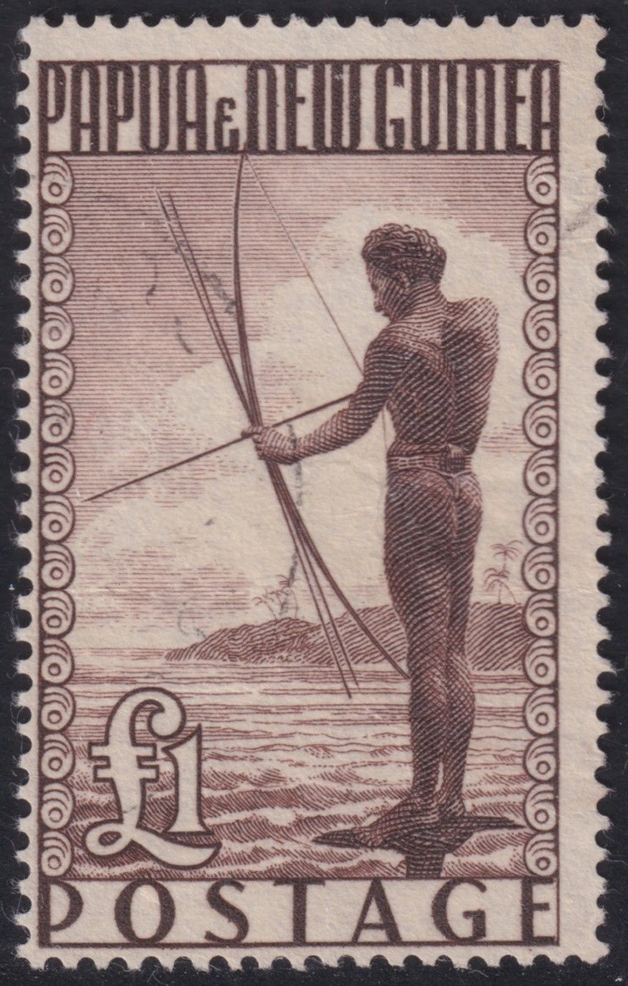 PNG 1952 £1 Deep Brown Fisherman