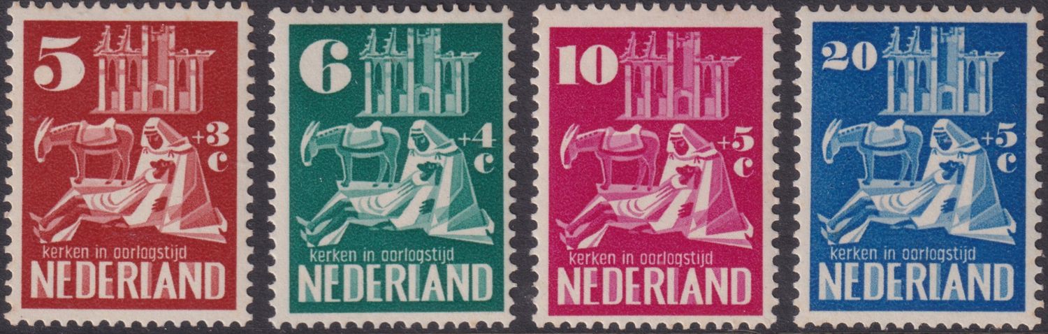 Netherlands 1950 Bombed Churches Fund Part Set