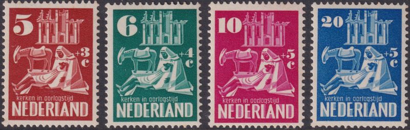 Netherlands 1950 Bombed Churches Fund Part Set