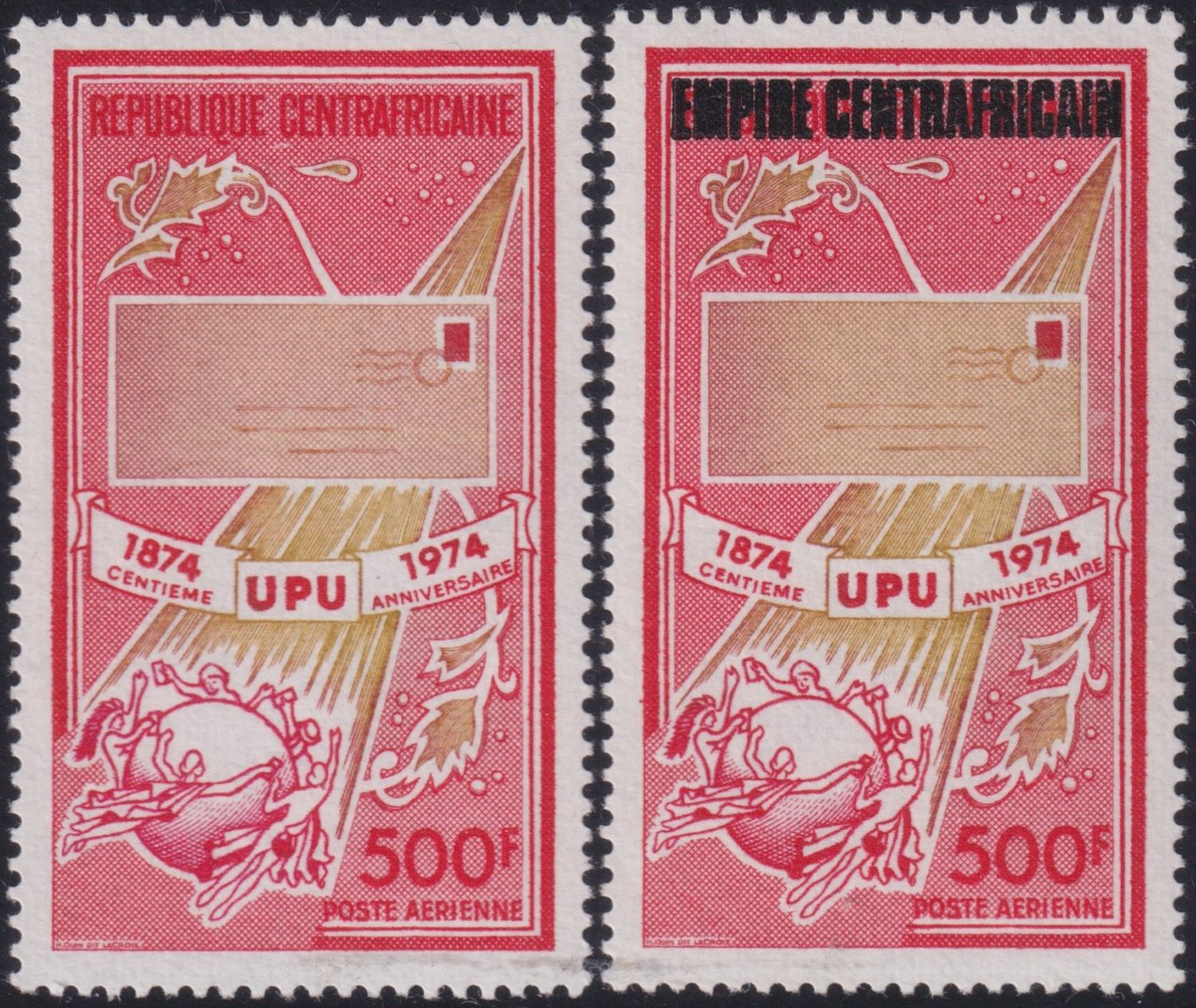 Central African Republic/Empire 1974 500f Centenary of UPU