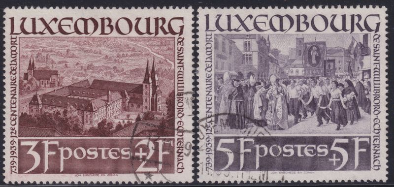 Luxembourg 1938 3f+2f and 5f+5f Echternach Abbey Restoration Fund