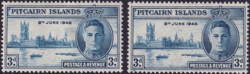 Pitcairn Islands 1946 3d Victory with Flagstaff Flaw