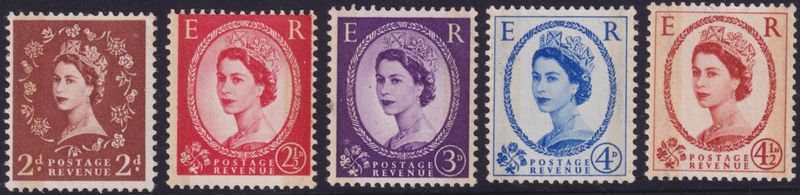 GB 1959 Phosphor Graphite Multiple Crown Wmk Set