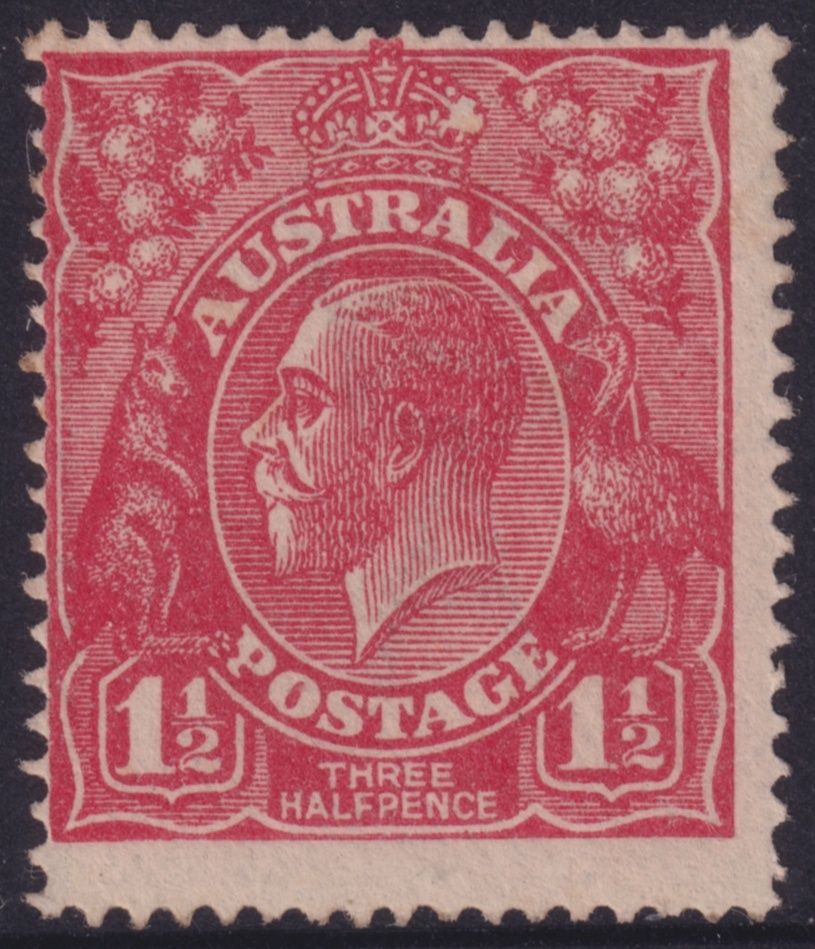 Australia 1924 1½d Scarlet with Blurred Flaw in Crown Variety