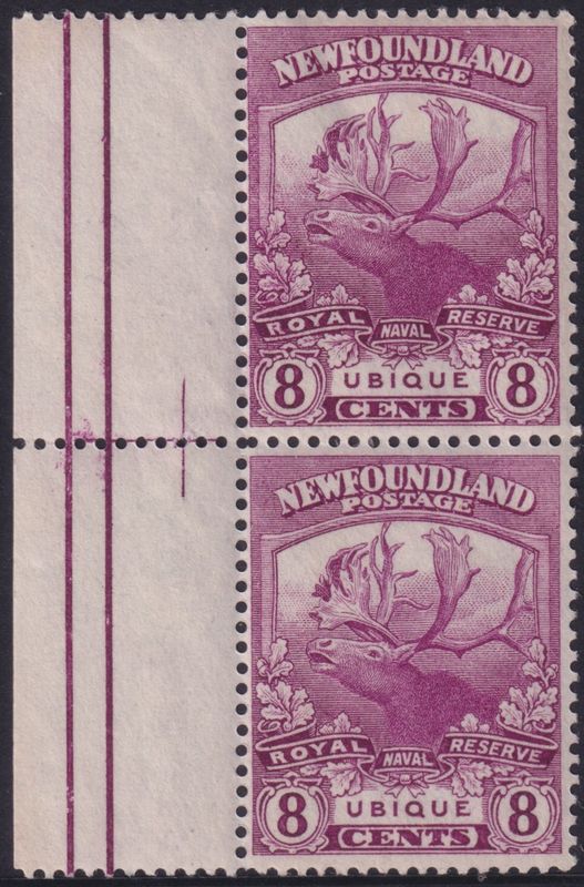 Newfoundland 1919 8c Bright Magenta Marginal Pair