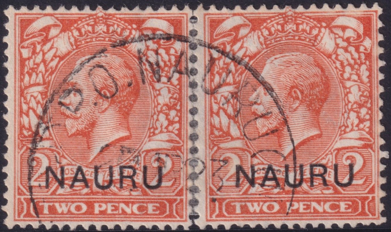 Nauru 1916 2d Orange Die I Rejoined Pair