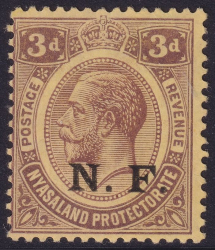 Tanganyika 1916 3d Purple on Yellow Nyasaland Force