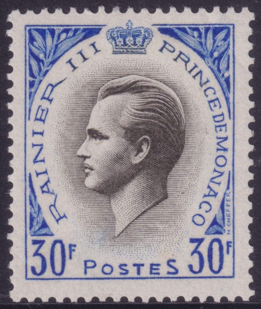 Monaco 1955 30f Black and Blue Prince Rainier