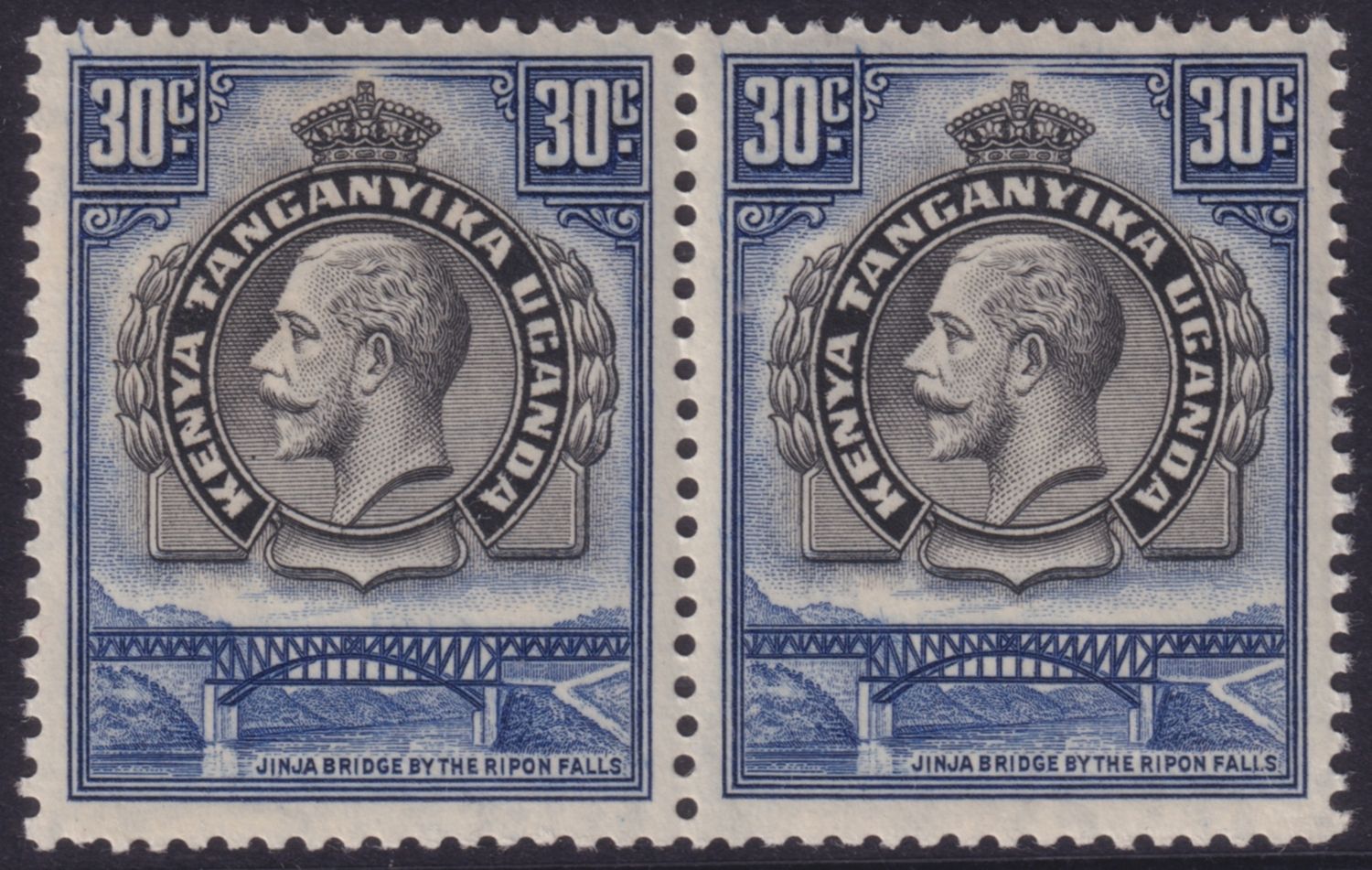 KUT 1935 30c Black and Blue Pair