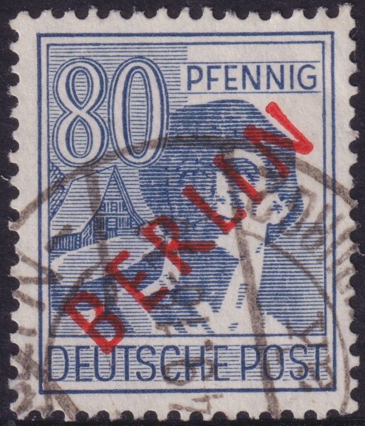 Berlin 1949 80pf Berlin Overprint in Red