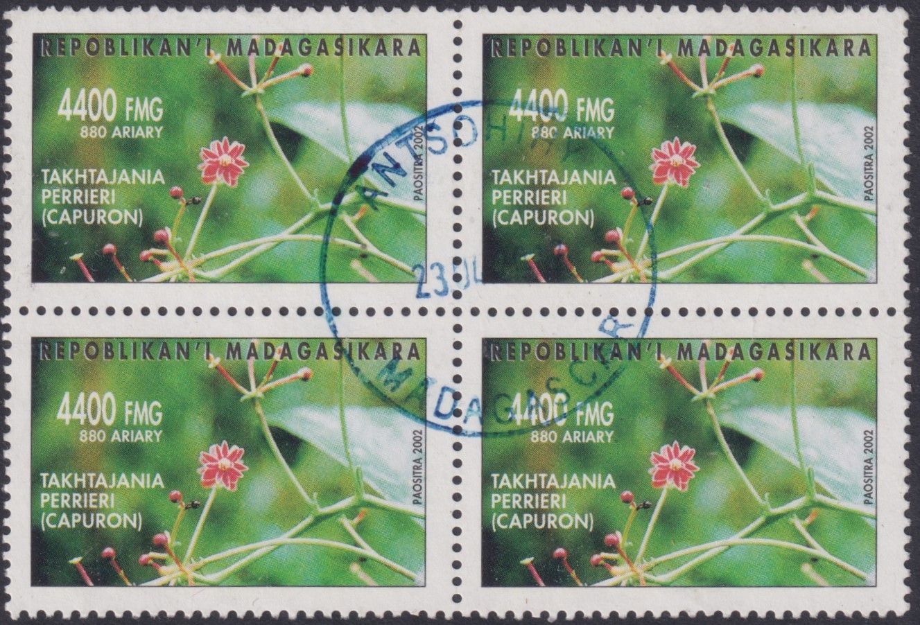 Madagascar 2002 4400f Flora Block of Four