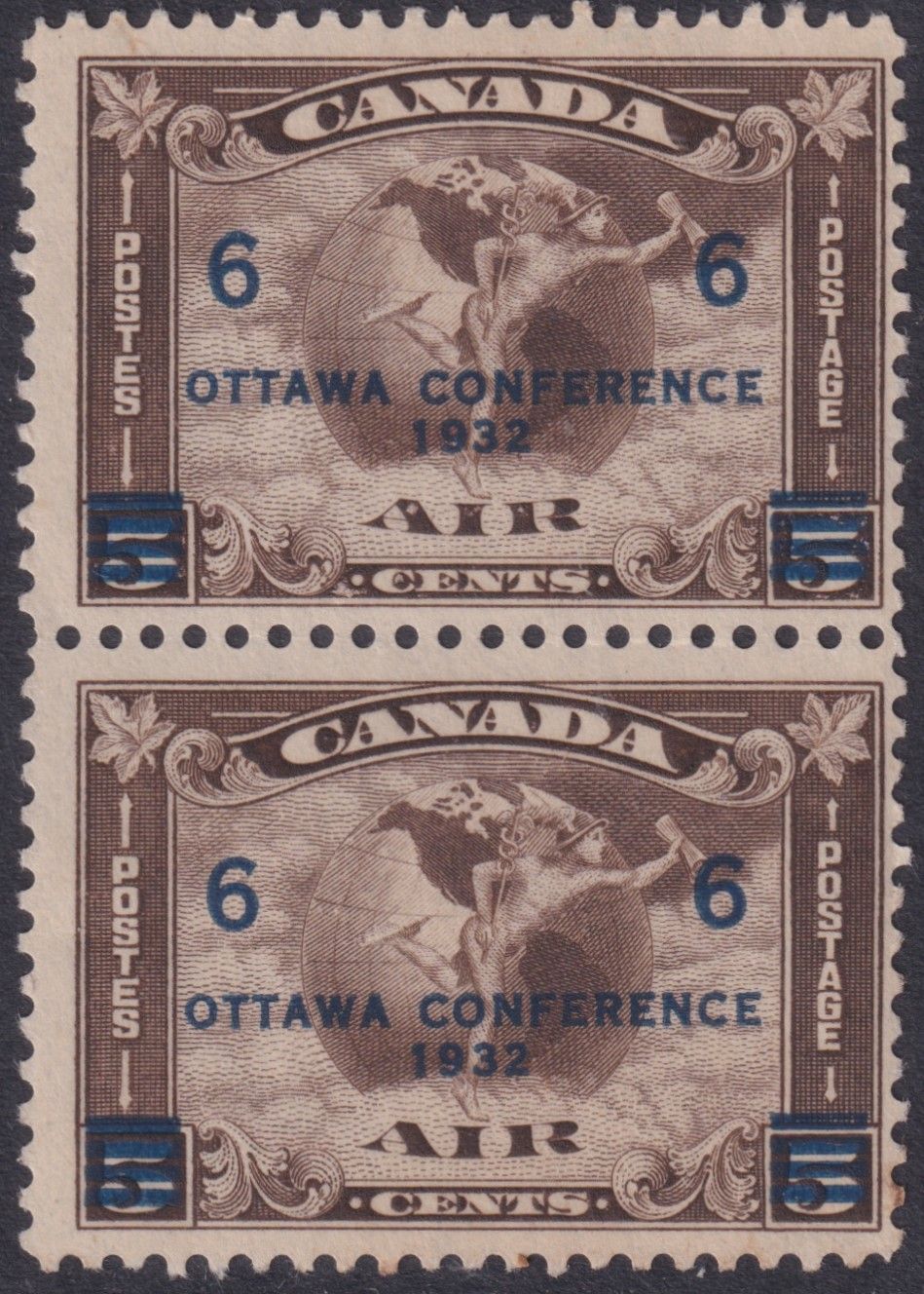 Canada 1932 6c on 5c Ottawa Conference Pair
