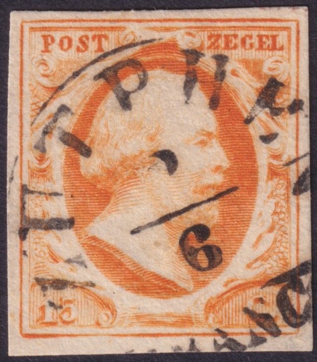 Netherlands 1852 15c Yellow-Orange