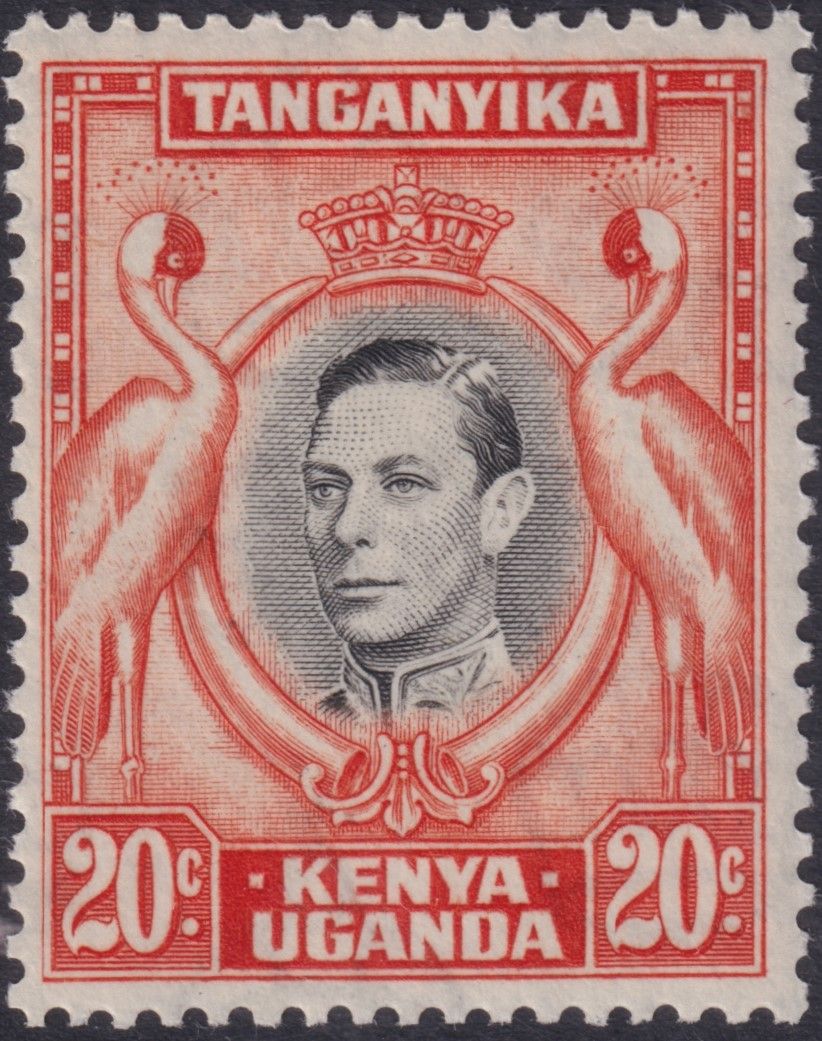 KUT 1938 20c Black and Orange Perf 13¼