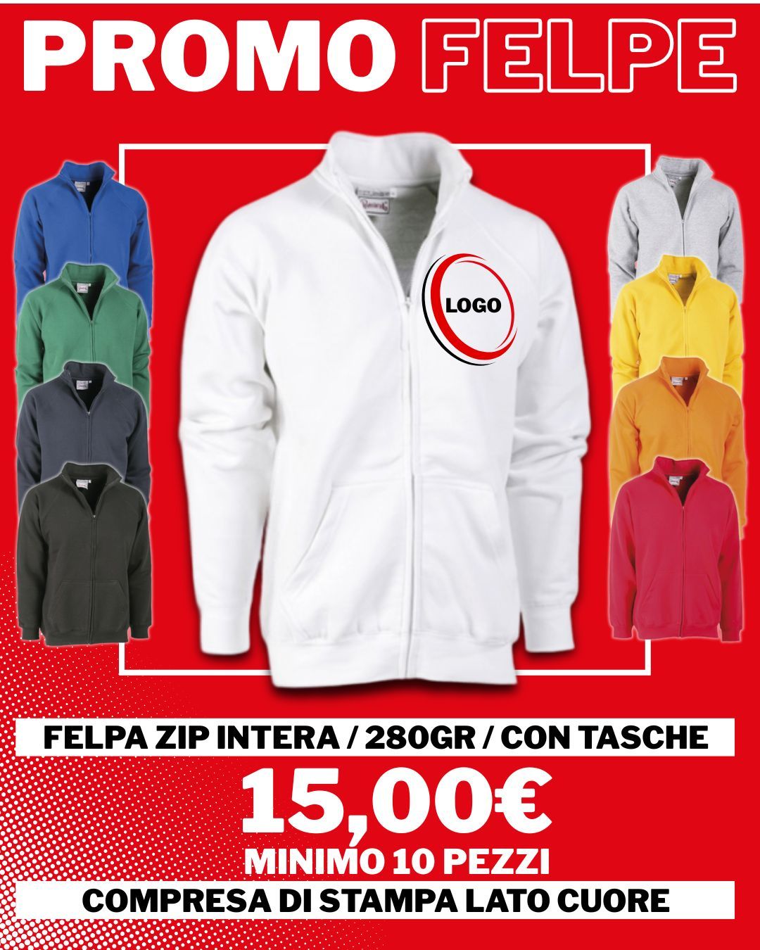 Promo Felpa Zip Totale Marsupio
